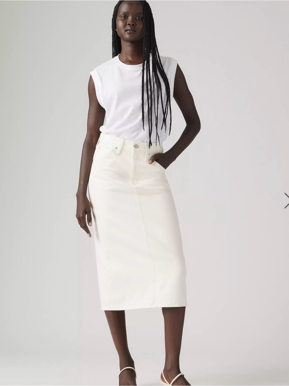 Levi’s White Midi Denim Pencil Skirt - Womens
